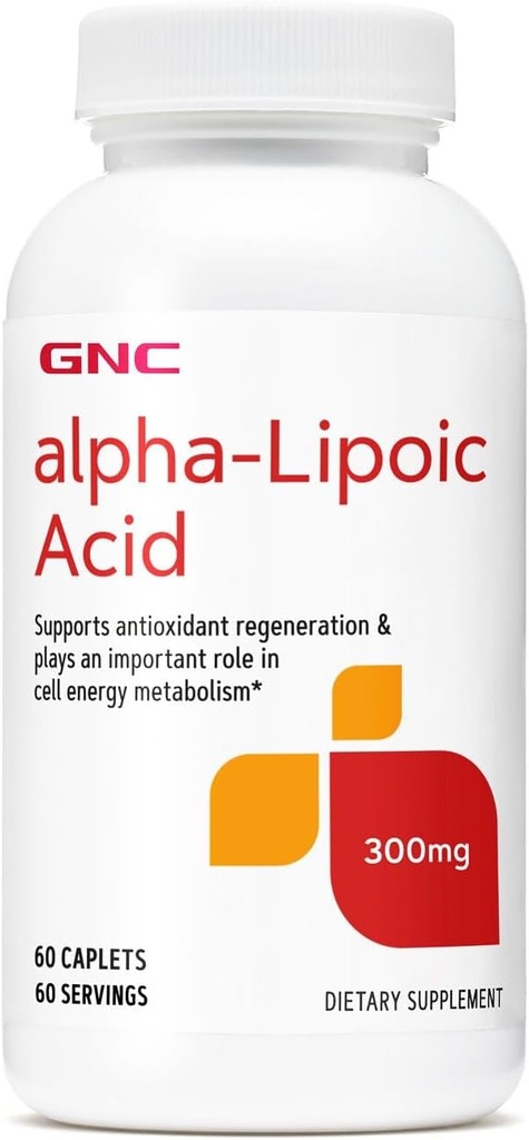 GNC Alpha-Lipoïnezuur 300mg, speelt een belangrijke rol in Cell Energy Metabolisme, 60 Tel.