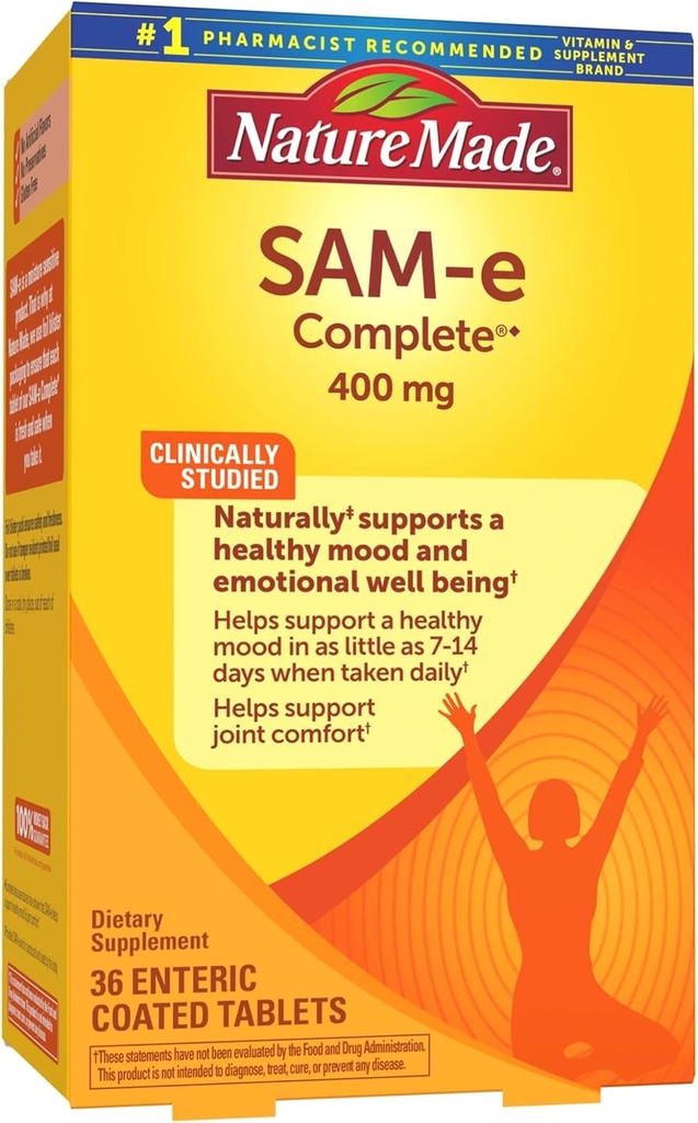 Nature Made SAM-e Complete 400 mg, Dieetsupplement voor Mood Support, 36 tabletten, 36 dagen levering