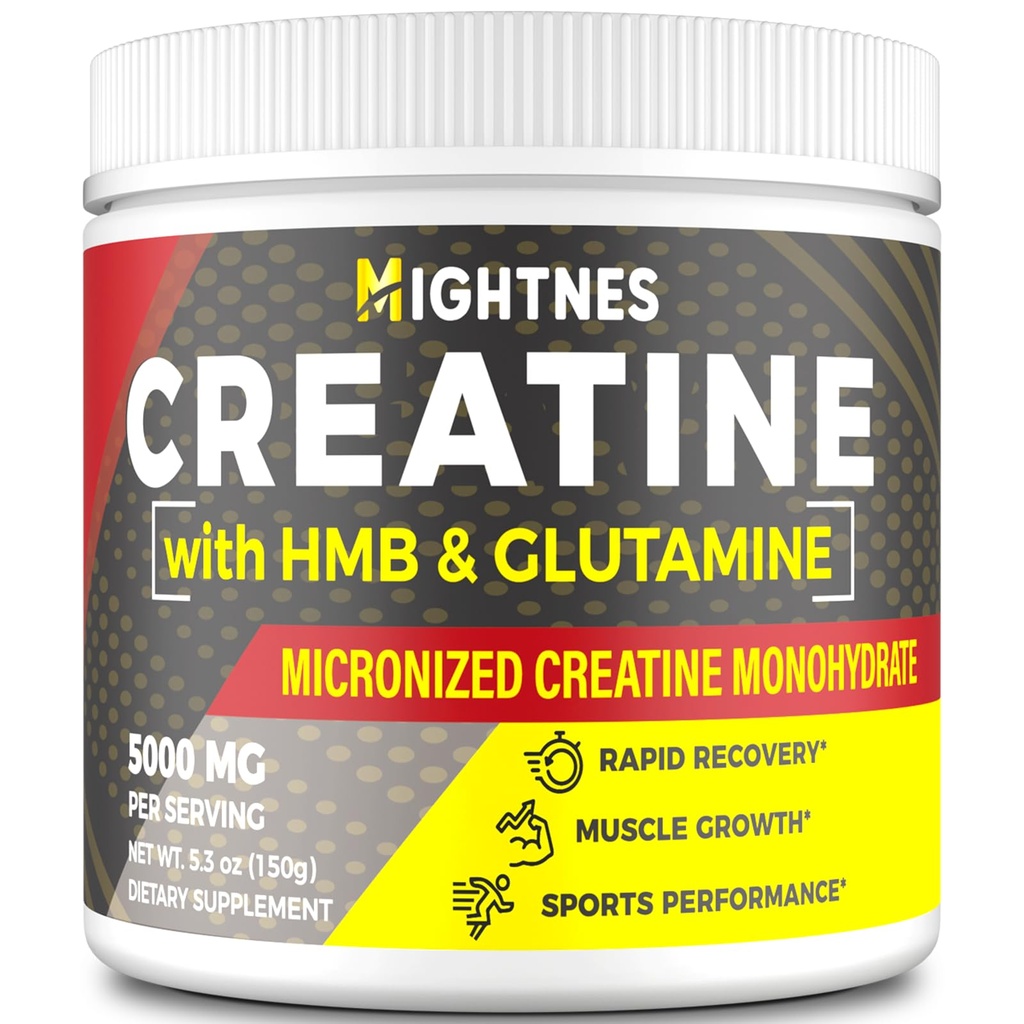 Creatine HMB, Creatine Powder for Men & Women, Micronized Creatine Monohydraat for Muscle Growth & Recovery and Increased Strength, Performance, Creatine HMB with Glutamine, Gluten Free, 30 Servings