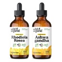 Wilde en biologische Rhodiola Rosea Tinctuur 4 fl oz & Ashwagandha Tinctuur 4 fl oz