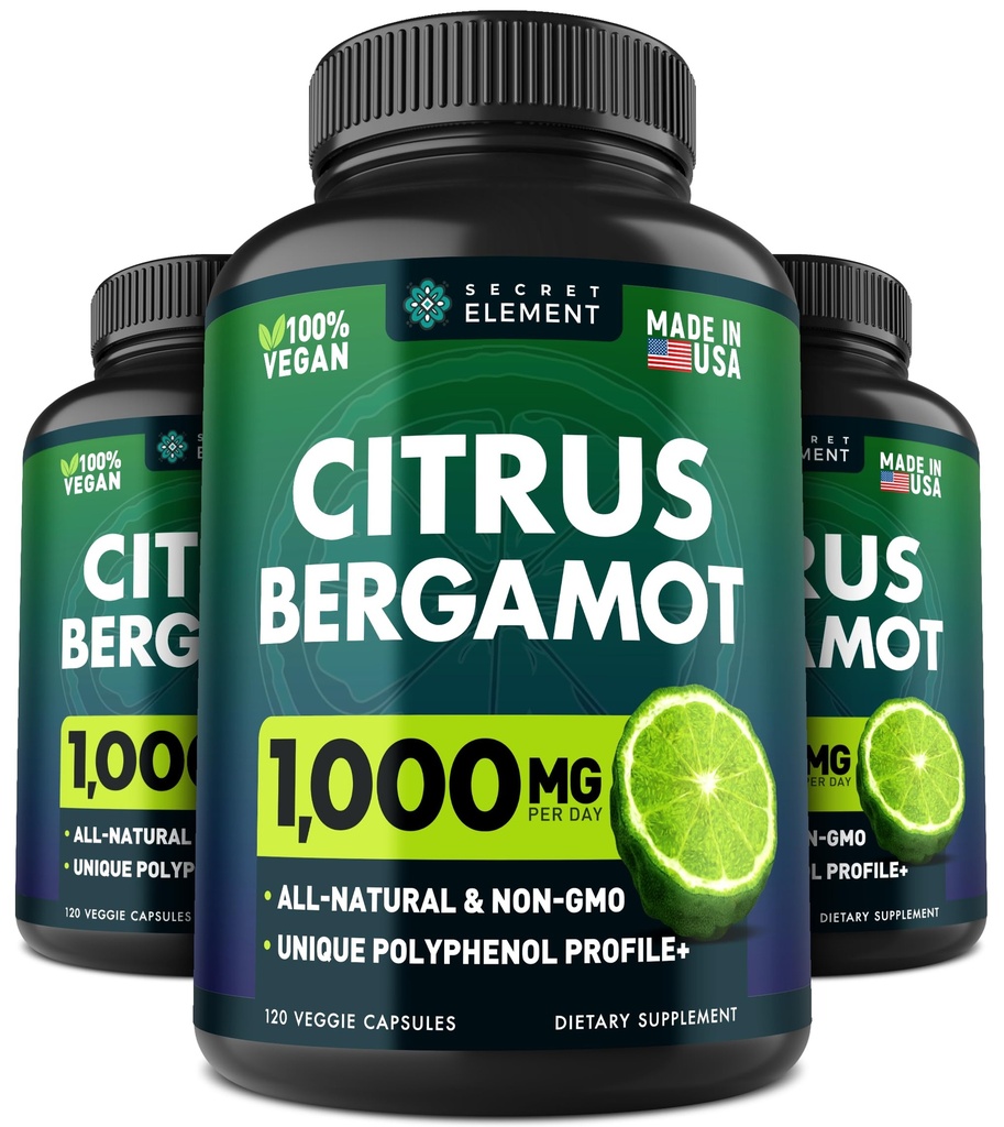 3 verpakkingen Citrus Bergamot Extract 1000mg, supplement voor hart-, immuunsysteemondersteuning en gezonde veroudering - Pure 360 Vegan Capsules