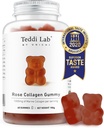 Unichi Rose Collageen Gummy, 1000mg High-Volume Marine Collagen Gummy Supplementen voor vrouwen met Collageen Peptides, Rose Petals, Acerola Cherry, Rosehip, 60 Tellen