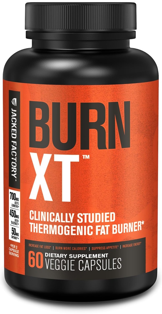 Gejackte fabriek Burn-XT klinisch bestudeerde vetbrander & gewichtsverlies supplement - Eetbare Suppressant & Energy Booster - met acetaat L-Carnitine, groene thee extract en meer - 60 natuurlijke pillen dieet