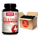 Formules Jarrow Ultra Strength Methyl B-12 5000 mcg & Methyl Folate 800 mcg + P-5-P, Supplément pour le métabolisme de l'énergie cellulaire et le soutien cardiovasculaire, 60 comprimés à croquer, 60 jours d'approvisionnement, 12 paquets