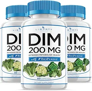 Supplément DIM 200mg - DIM Diindolylméthane Plus BioPerine - Équilibre œstrogène, soulagement de la ménopause hormonale, traitement de l'acné, végétalien - 180 Compte