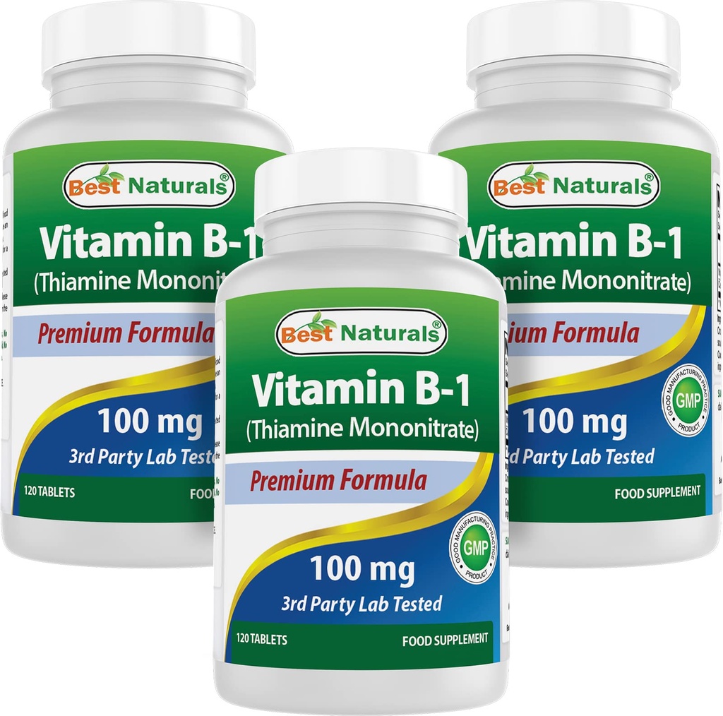 Best Naturals Vitamine B1 als Thiamine Mononitraat 100 mg tabletten (120 telling (verpakking 3))