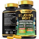 St.John's Wort Supplement - 8in1 Formule - Combineer met Ashwagandha, Ginkgo Biloba, Shilajit, Valeriaan, Holy Basil, kamille en Black Pepper - 120 Vegan Capsules voor 4 maanden Supply