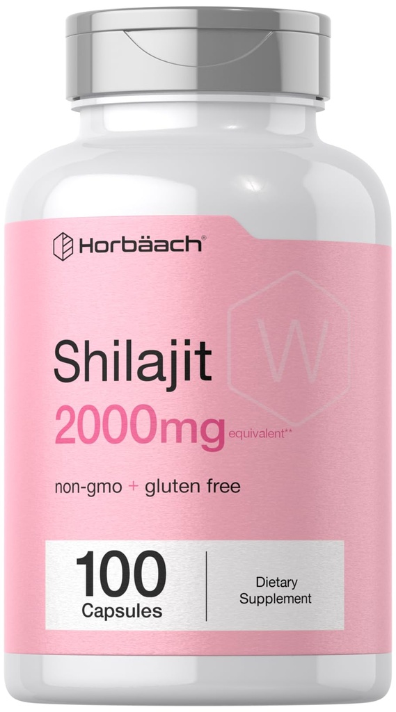 Horbaach Shilajit pour les femmes $ 100 Capsules $ 2000mg $ Non OGM, supplément sans gluten