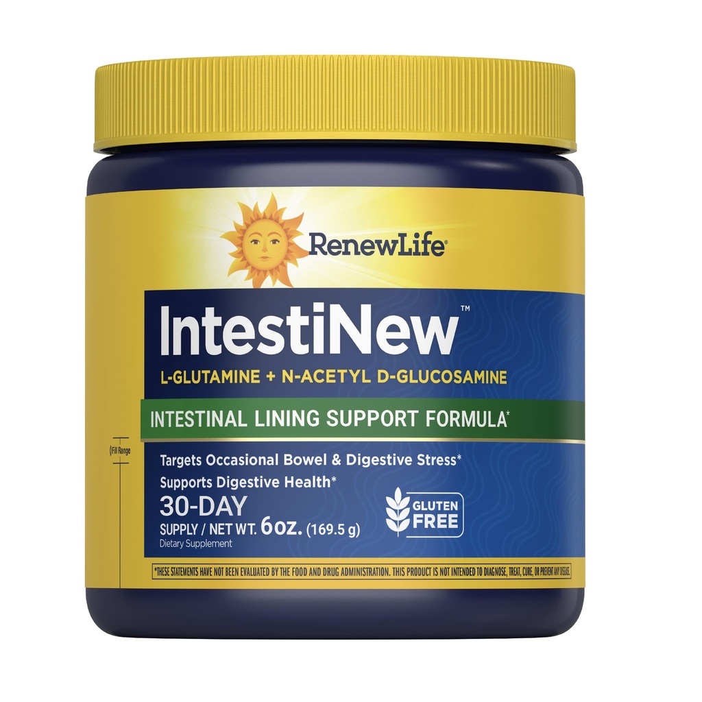 Renew Life IntestiNew Intestinal Lining Support Formula, Powder Supplement ondersteunt spijsverteringsgezondheid, L-glutamine, zuivel, soja en glutenvrij, 5,7 oz.