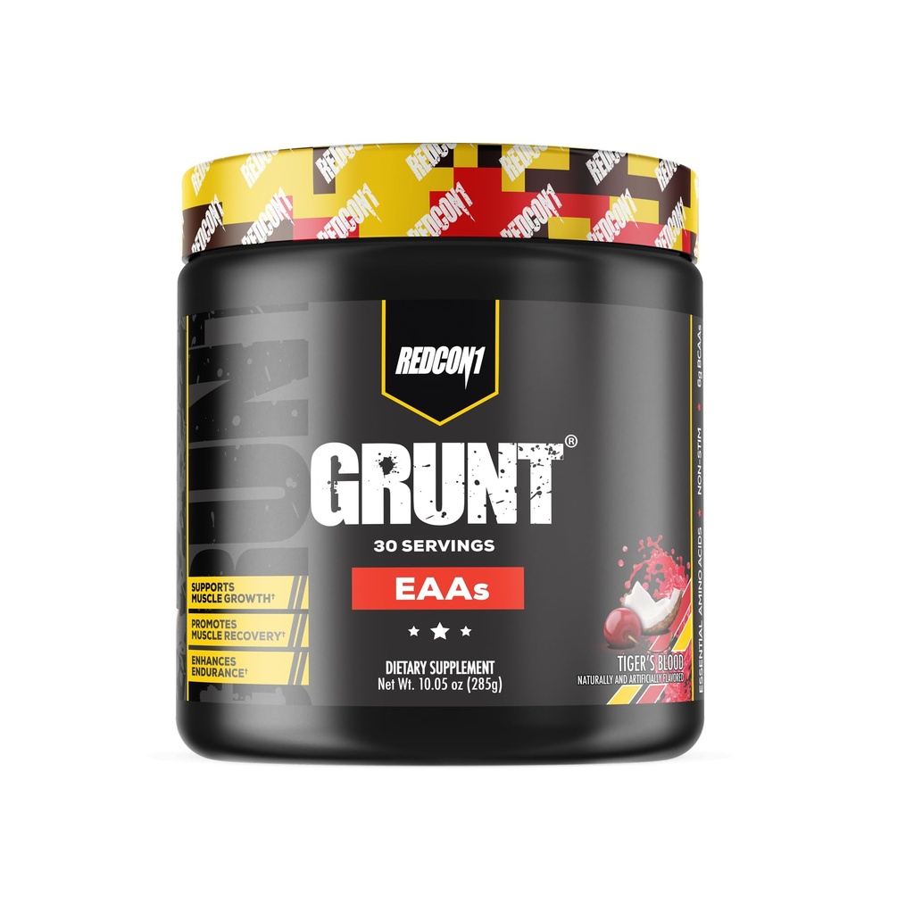 REDCON1 Grunt EAAs, Tiger's Blood - Suikervrij, Keto Vriendelijk Essentiële Aminozuren Poeder - Post workout Poeder met 9 Aminozuren om te helpen trainen, herstellen, herhalen (30 porties)