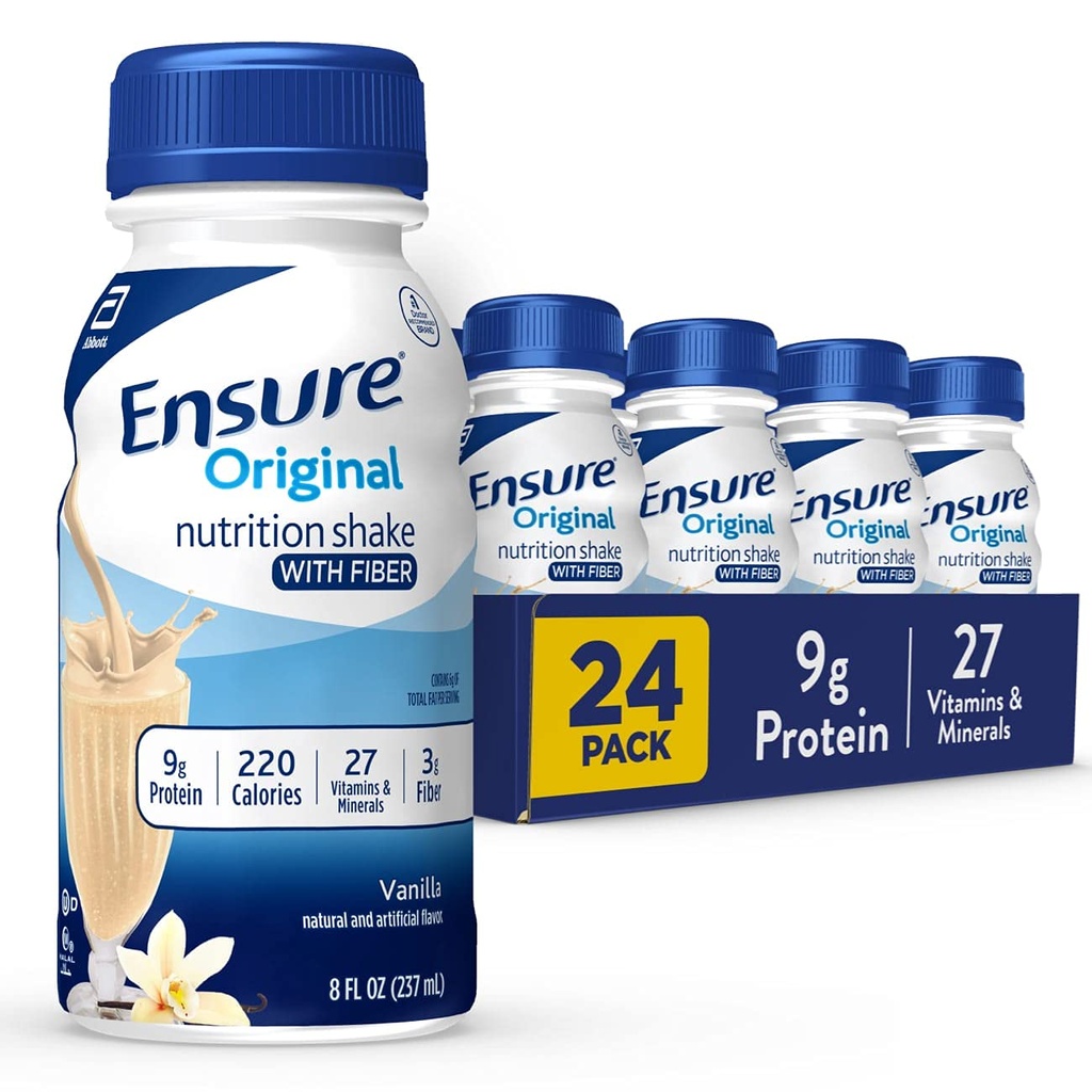 S'assurer que la nutrition originale de la vanille agite avec la fibre de la petite farine agite prêt à boire, 9g de protéines, 27 vitamines et minéraux 8 fl oz - 24 Pack