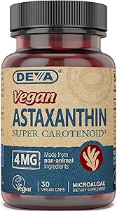 Deva Nutrition Vitaminen Astaxanthine 4mg, Vegan, Gemaakt van Hematococcus Pluvialis Microalgen, 30 Capsules, 1-pack