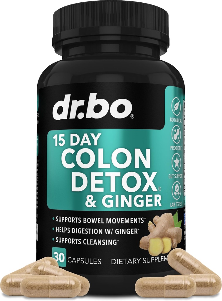 Détox Colon Cleanser pour le poids flush - 15 jours Colon Cleanse Pills avec Ginger - Laxatif naturel rapide, Constipation Relief, Bowel Mouvement Suppléments pour l'estomac intestinal Bloating Gut Loss Support