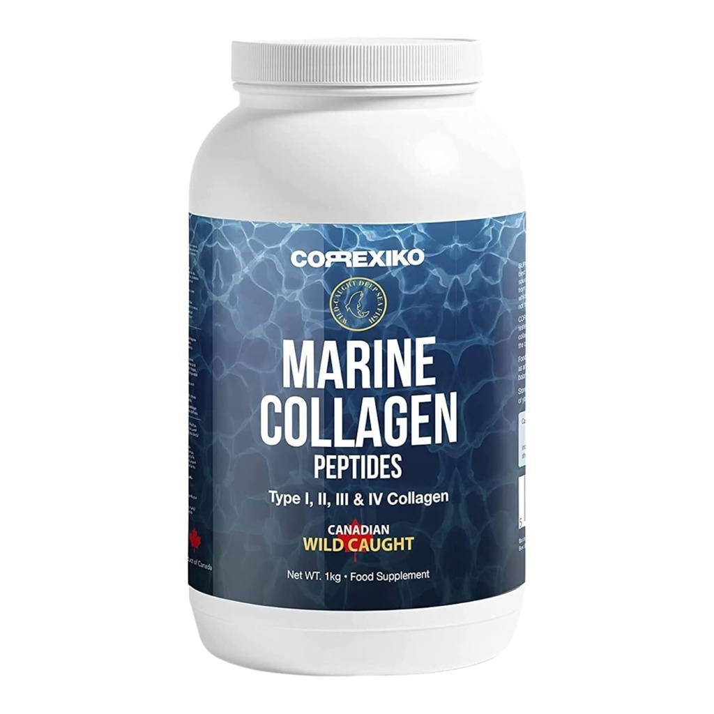 Gehydrolyseerde Marine Collageen Peptides Powder. Canadese Wild-Caught Fish Skin(Not Scales)-Colageno Hidrolizado en Polvo-Vital Protein Supplement voor huid, haar, gewrichten en spijsvertering, Marine Powder (1kg)