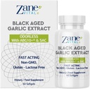 Zane - Verouderde Zwarte Knoflook Capsules - Immuunsysteem, Bloeddruk en Cholesterol Gezondheidsondersteuning - Minder Odor - Effectiever dan Allicin - 60 Capsules Non-GMO, Gluten - Lactose Paraben Vrij.