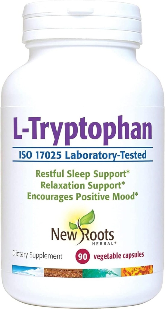 NIEUWE ROOTS HERBAL L-Tryptofaan supplement voor slaap (90 capsules) 220mg, kruidensupplement voor gezonde slaap, Mood en stress respons ondersteuning Glutenvrije, niet-GMO