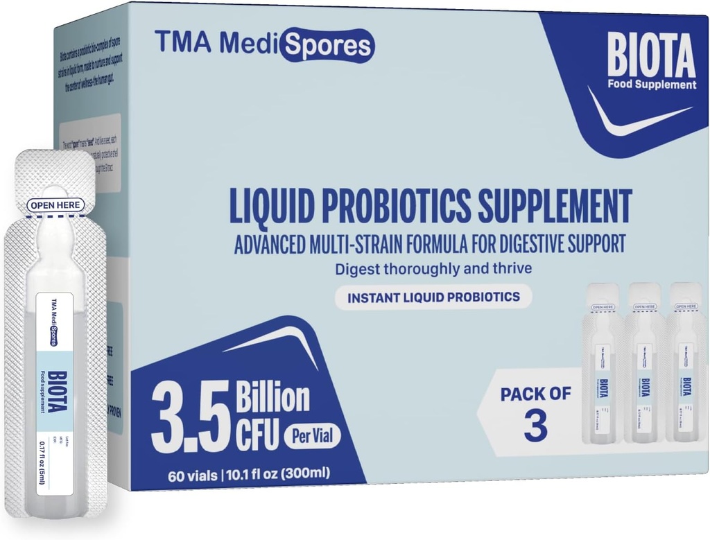 Biota Probiotische Dranken voor Digestieve Gezondheid & Immuun Ondersteuning, Snelwerkende Ondersteuning Maag Constipatie, Digestieve Dagelijkse Probiotica voor Volwassenen, Kinderen, Gluten, Suikervrij & niet-GMO, 60 Servers
