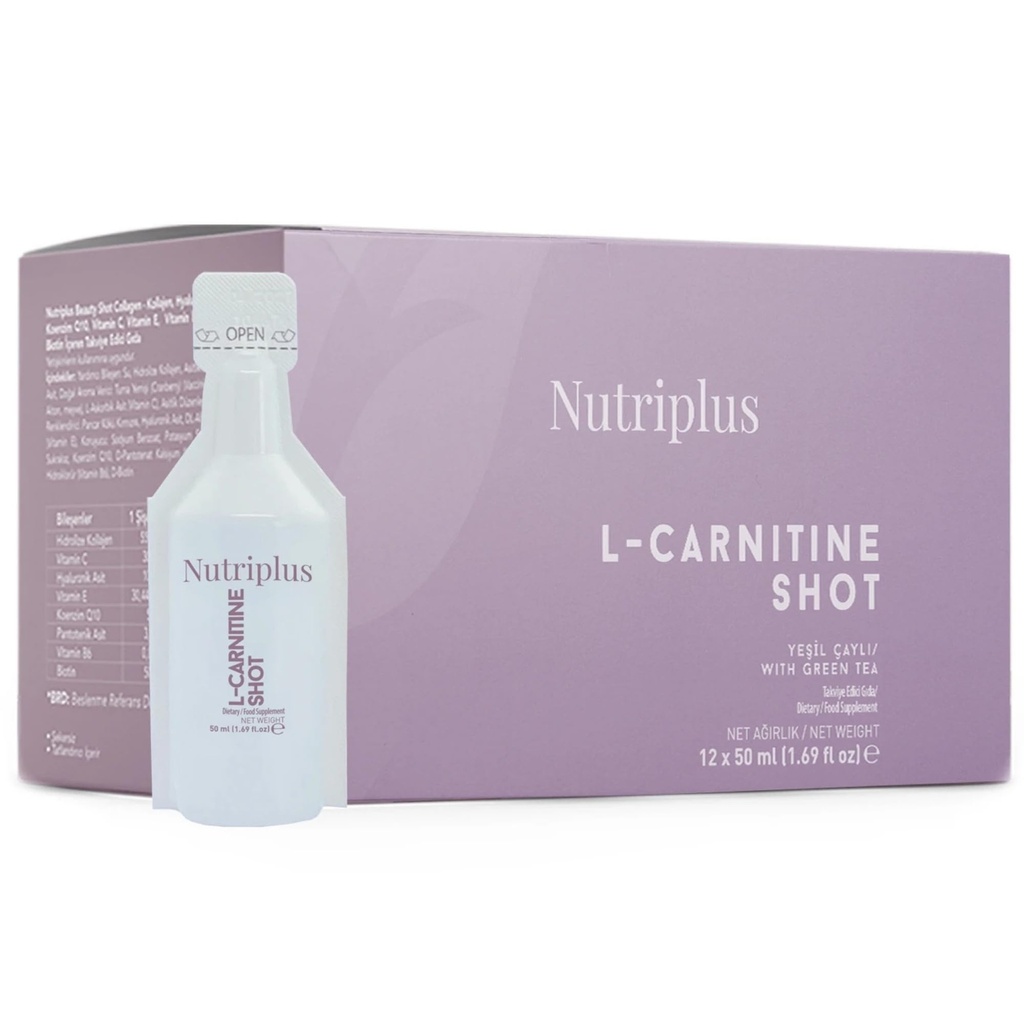 FARMAsi Nutriplus Geportioneerde Drank - L-Carnitine, 50ml (12 st) - Energie Ondersteuning, Metabolisme Boost, Verbetert Endurance, Dagelijkse Drank, Supplementen