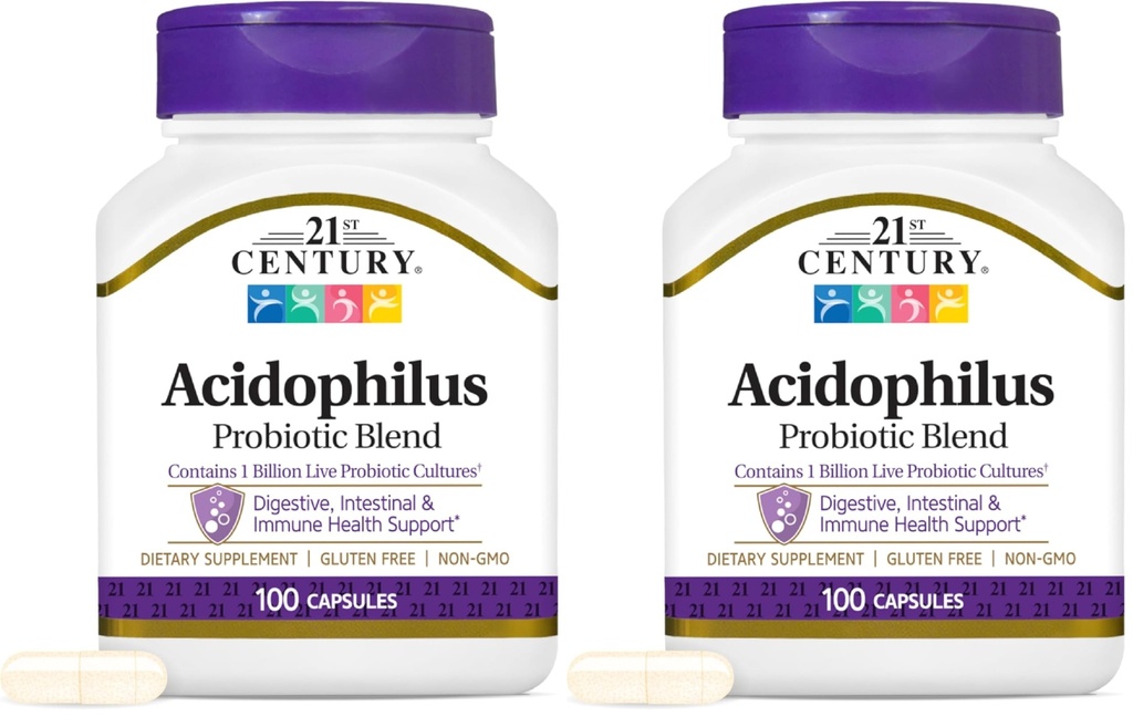 21e Century Acidophilus Capsules, 100 Tel (21339) (verpakking 2)