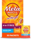 Metamucil On-The-Go, Psyllium Husk Fiber Supplement, 4-in-1 vezel voor de spijsvertering gezondheid, suikervrij, oranje smaak, 30 tellen x 2 verpakkingen (60 tellen totaal)