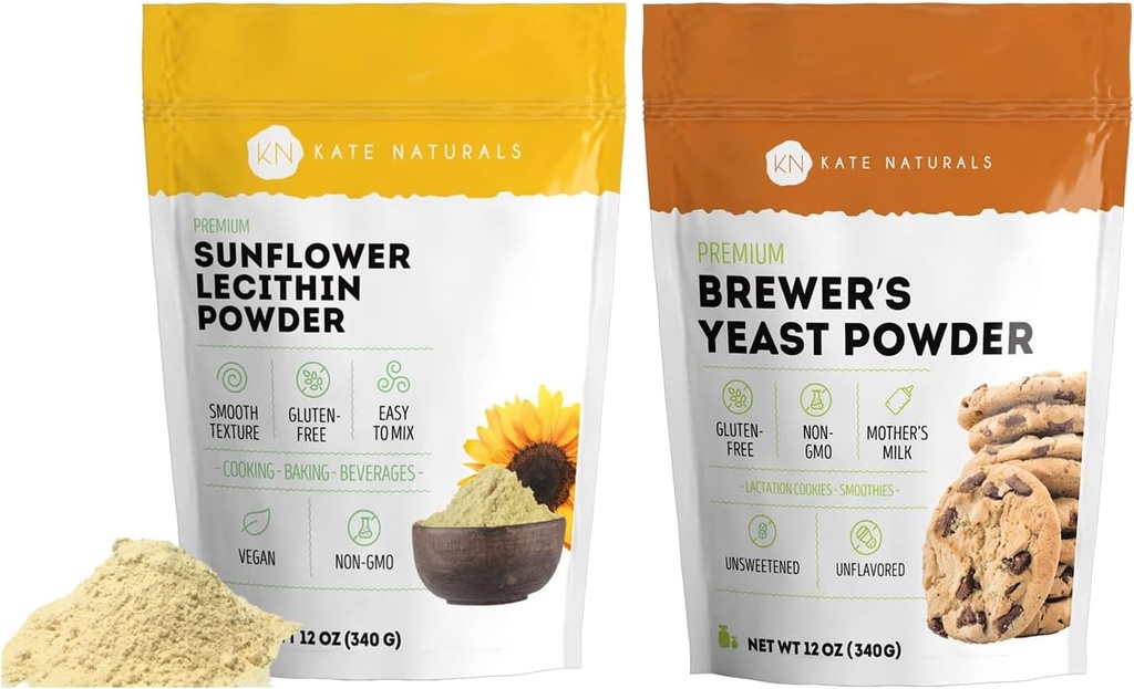 Kate Naturals Zonnebloemlecitijnpoeder (4oz) & Brewer's Gist (12oz) Bundel