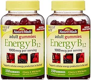 Nature Made Energy B12 Adult Gummies 1000 mcg per portie 150 Ct (verpakking van 2)