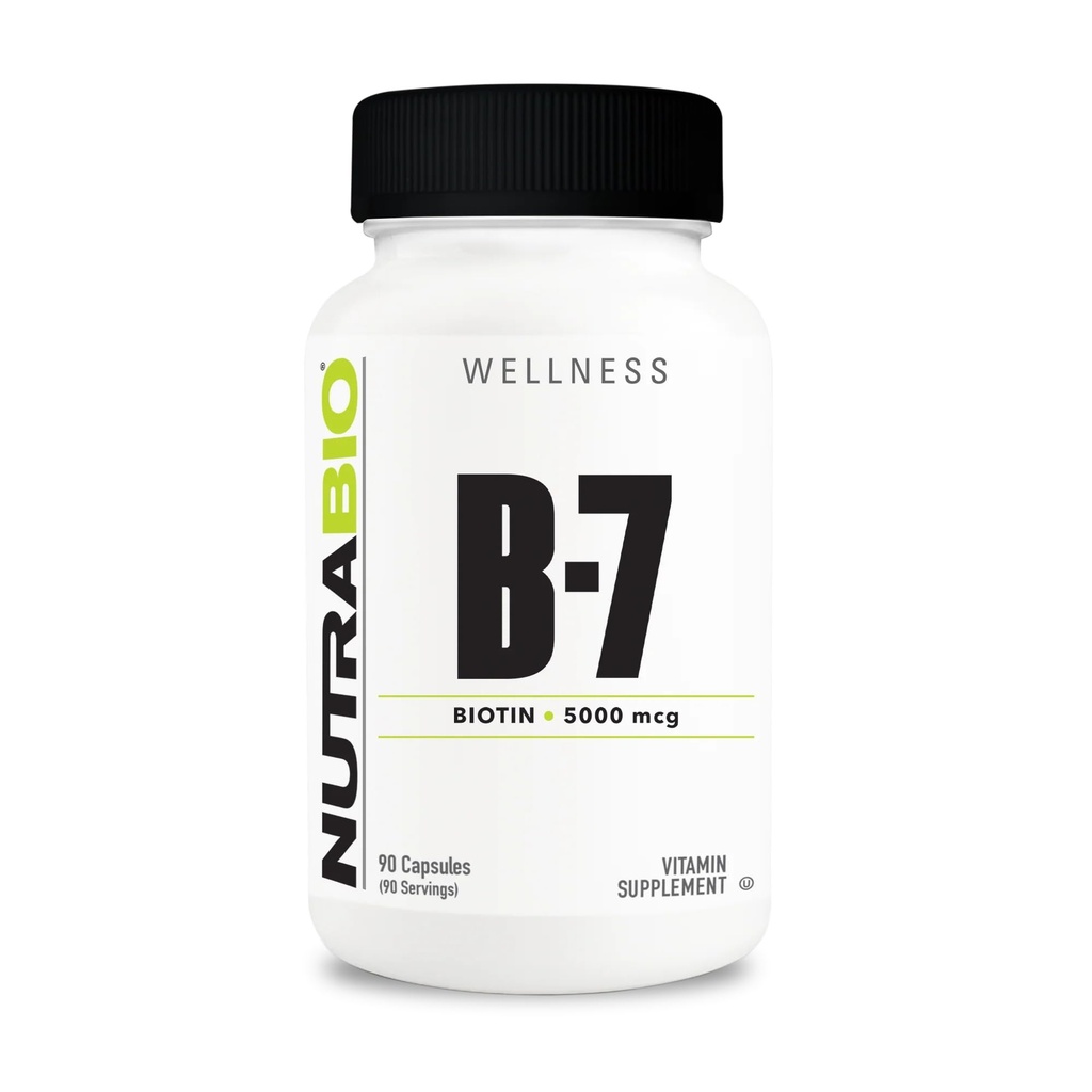 NutraBio Biotine (Vitamine B-7) Supplement, 5000 mcg - Kan helpen bevorderen gezond haar, huid en nagels, 90 plantaardige capsules