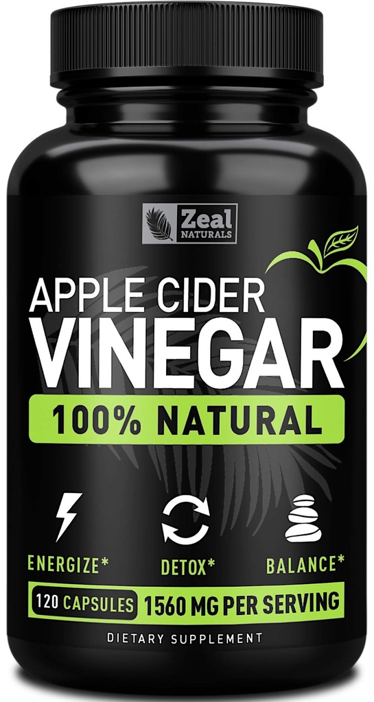 Zeal Naturals Natural Raw Apple Cider Vinegar Capsules (1560mg