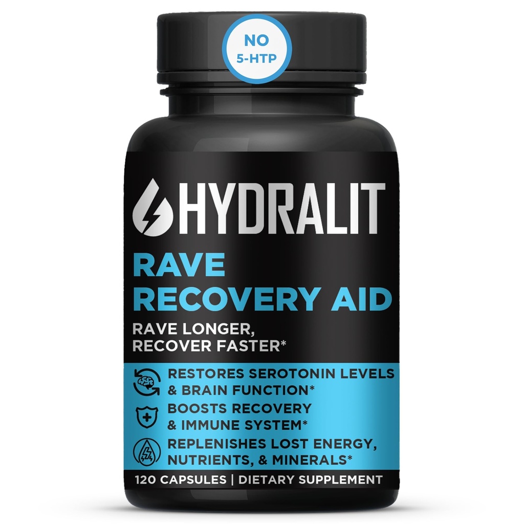 Rave Recovery Vitaminen na Partij Relief Pillen Muziek Festival Accessoires Rave Essentials 5-HTP Supplement Elektrolyten Hydration Betere Morningen Serotonine Energie Hangover 120 Capsules