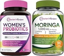 Recepten van artsen Vrouwen Probiotica & Organic Moringa Bundle, GI en vrouwen Gezondheid, Natuurlijke Antioxidant Ondersteuning, Geen Gluten, Pro (60 Capsules) & Moringa (90 Capsules)