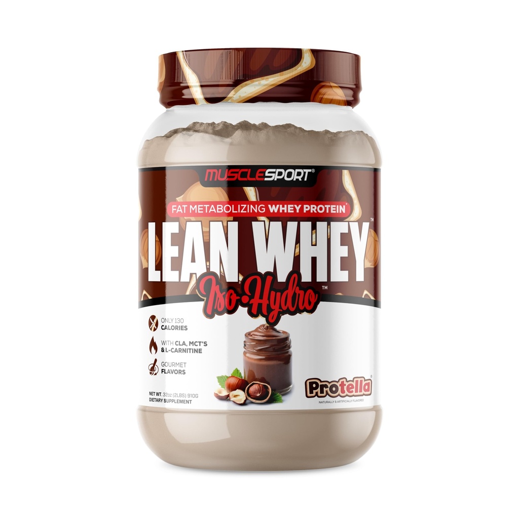 Musclesport Lean Whey RevolutionTM Poudre de protéines - Isolation des protéines de lactosérum - Faible teneur en calories, faible teneur en glucides, faible teneur en gras, colorants incroyables - 25g Protéines par scoop - 2lb Protella