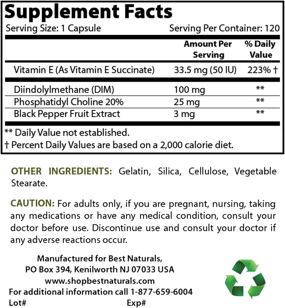 Best Naturals DIM Supplement 100 mg & vitamine B12 6000 mcg