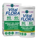 Planète Vitale - Flore Vital Adultes de plus de 55 Milliards de Probiotiques par jour CFU, Dépenses diverses, Prébiotiques organiques, Immune et Table de Santé Digestive Probiotiques stables pour les femmes et les hommes, 30 Capsules