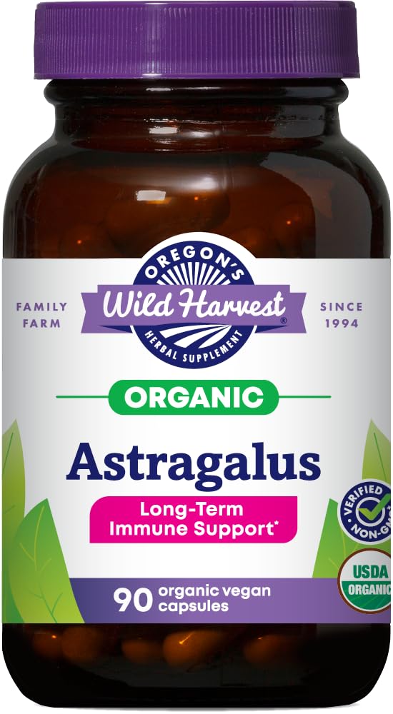 La récolte sauvage de l'Oregon, capsules Astragalus biologiques certifiées pour le soutien immunitaire, 1125 MGS, 90 comte