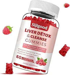 Lever Reiniging Detox en Reparatie Gummies - Silymarin Melk Thistle Supplement met Artichoke, Dandelion en Vlierbes - Lever Ondersteuning Supplement - 60 Raspberry Flavored Gummies