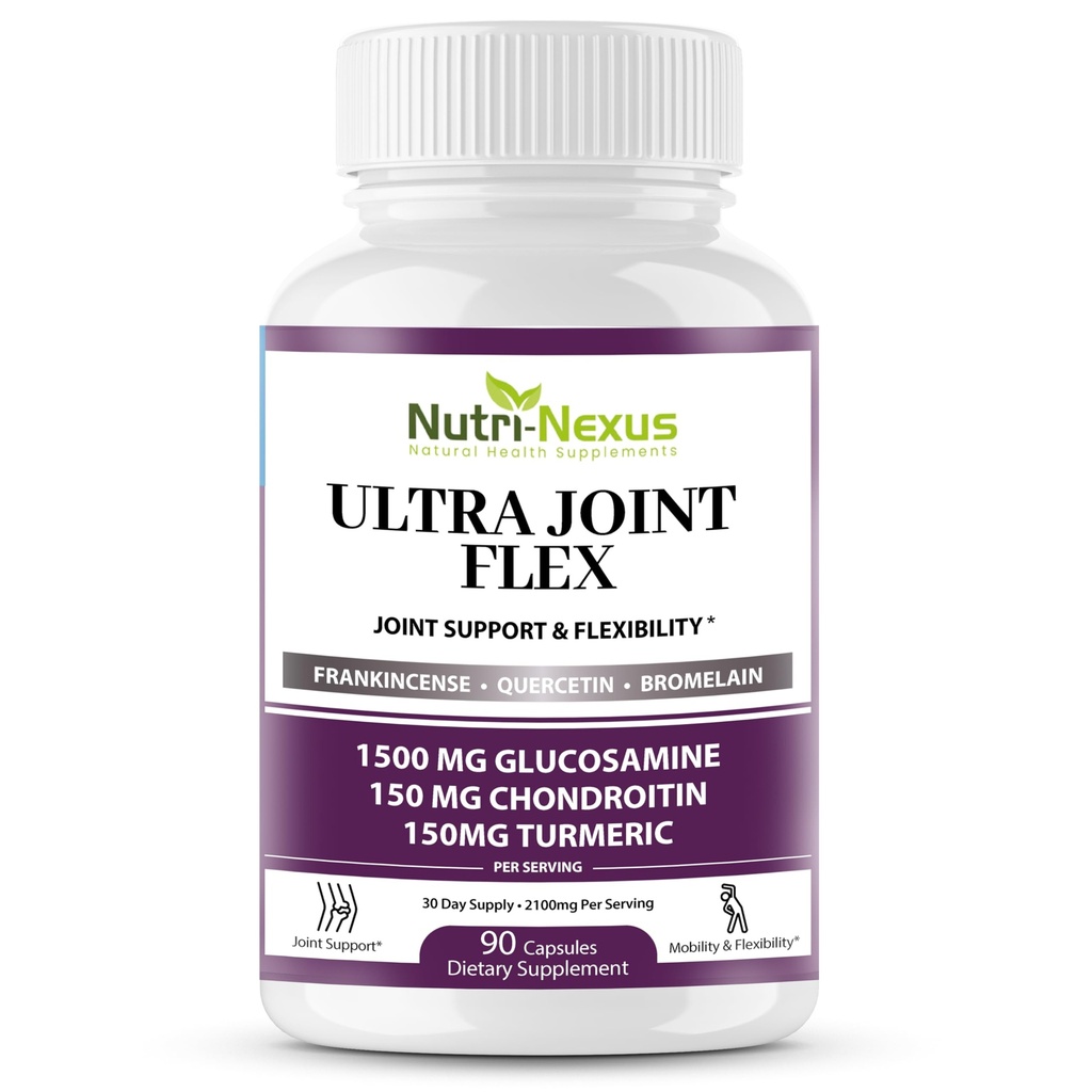 Glucosamine Chondroitin MSM Joint Supplement with Turmeric & Boswellia - Joint Support for Men & Women - Promoteds Mobility - Flexibiliteit & Comfort &amp; Joint Health Made in USA 90 Capsules