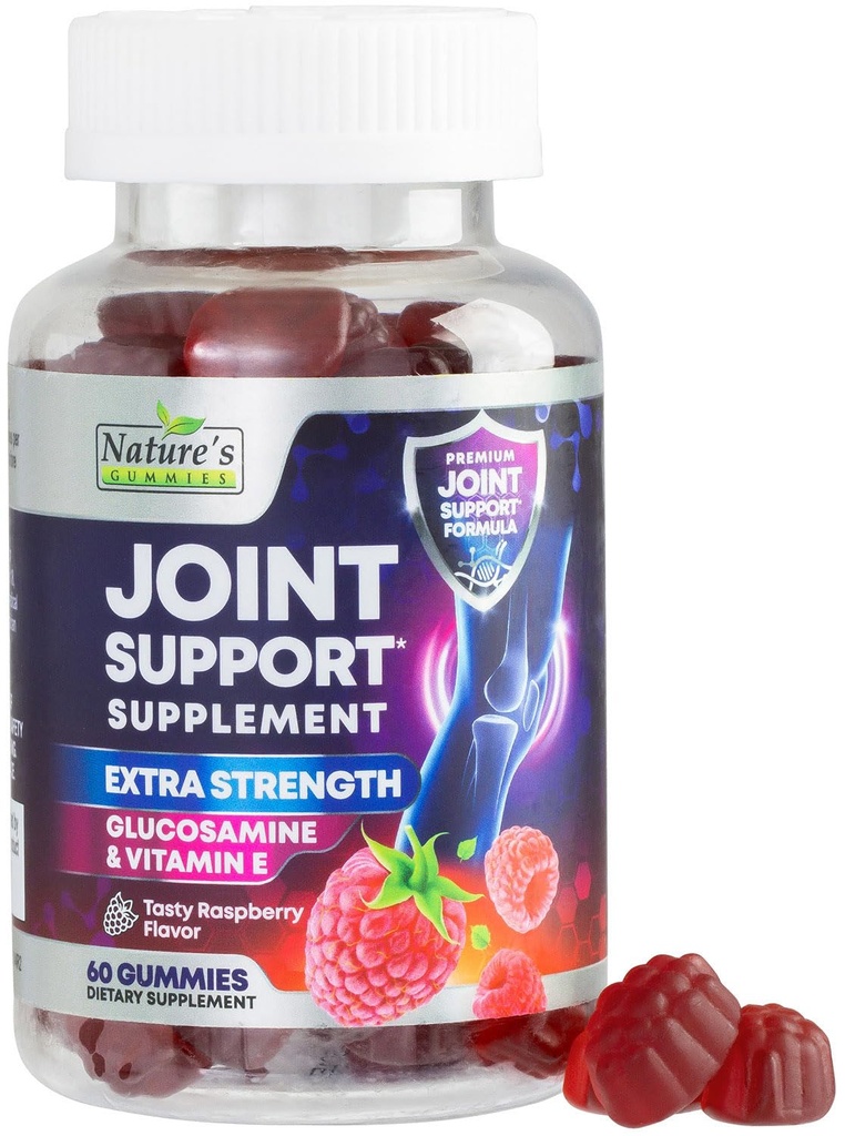 Joint Support Supplement - Extra sterkte Glucosamine Gummy Ondersteunt gewrichten Gezondheid en flexibiliteit voor rug, knieën, handen - Natuurlijke vitamine Emmune Ondersteuning - Beste Gummies voor vrouwen en mannen - 60 Gummies