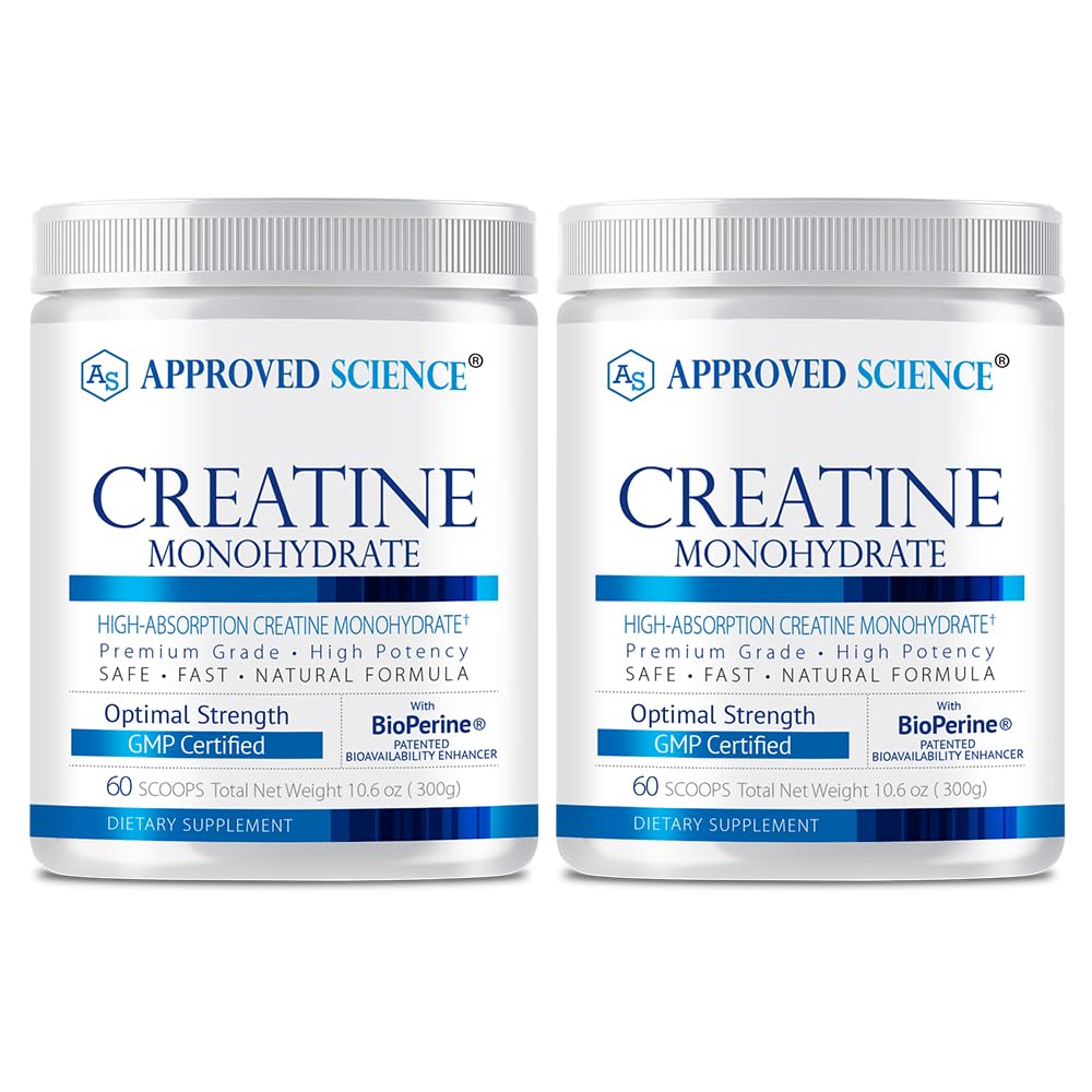 Goedgekeurde Science Creatine Monohydrate Powder with BioPerine - Workout Support - 120 Servings - 5g Per Serving - Unflavored - Pack of 2 - Non-GMO, Vegan