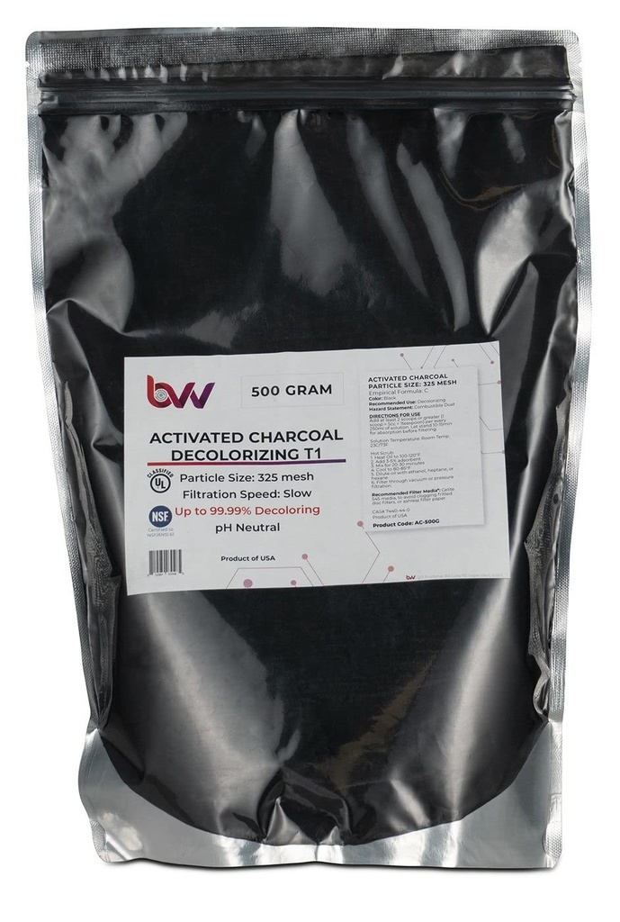 BVV geactiveerd Hardhout Carbon Decolorizing T1 (100% Hardhout Houtskool)-1000 Gram