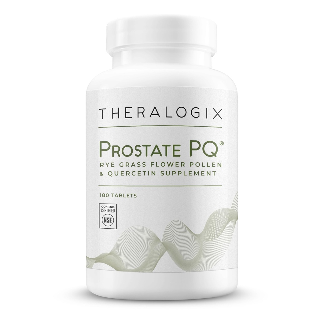 Theralogix Prostate PQ - Rye Grass Pollen Extract & Quercetine Supplement - 90-Day Supply - Antioxidant Ondersteuning voor Prostaat & Pelvic Health & Urine Tract Functie* - NSF Gecertificeerd - 180 tabletten