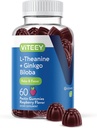 Viteey L-Theanine Gummies avec Ginkgo Biloba pour les adultes - Aides à la recherche et à la détente, Améliorer l'humeur - Non OGM, sans gélatine, végétalien, sans gluten, naturellement d'origine rafraîchissante délicieuse Gummy
