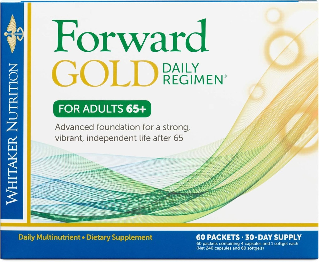 Supplément de vitamine multinutriente du régime quotidien d'or du Dr Whitaker pour les adultes de 65+, 60 paquets (30 jours d'approvisionnement)