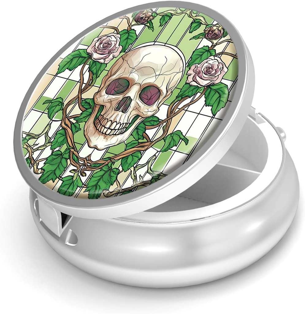 Pill Box-3 Compartiment kleine pil geval voor Purse & Pocket Mini metalen pil houder Travel Pill Container om supplementen vitamines BPA-vrij te houden (huid en roos)