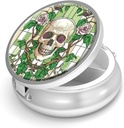 Pill Box-3 Compartiment kleine pil geval voor Purse & Pocket Mini metalen pil houder Travel Pill Container om supplementen vitamines BPA-vrij te houden (huid en roos)