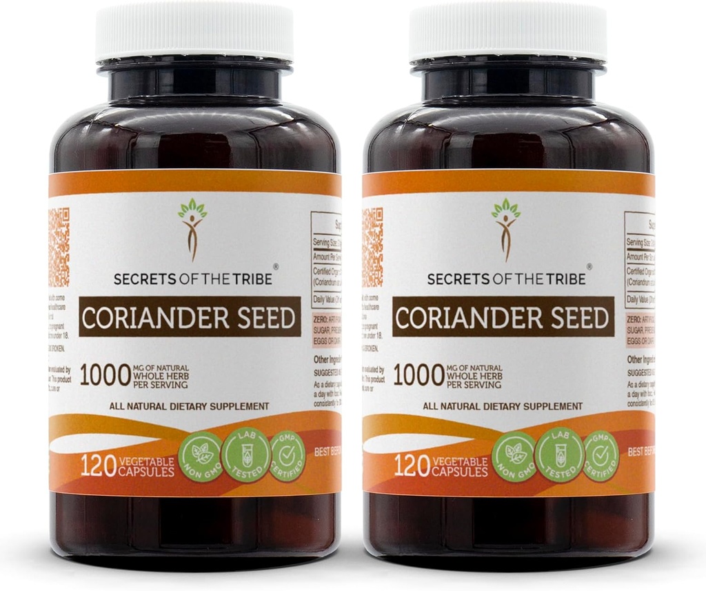 Geheimen van de stam korianderzaad 2x120 capsules, gemaakt met plantaardige capsules en korianderzaad (2x120 aantal)
