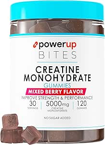 Creatine Monohydraat Gummy's voor mannen en vrouwen, 100% Createine Mixed Berry Gummies, 5g per Serving + Vegan, Sugar Free + Strength, Energy, Muscle & Booty Gain - 120 Tel.