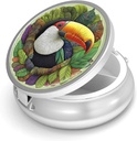 Pill Box-3 Compartiment petit étui de pilule pour la Purse & Pocket Mini Pill Holder Metal Travel Pill Conteneur pour tenir des suppléments de vitamines sans BPA (Toucan)