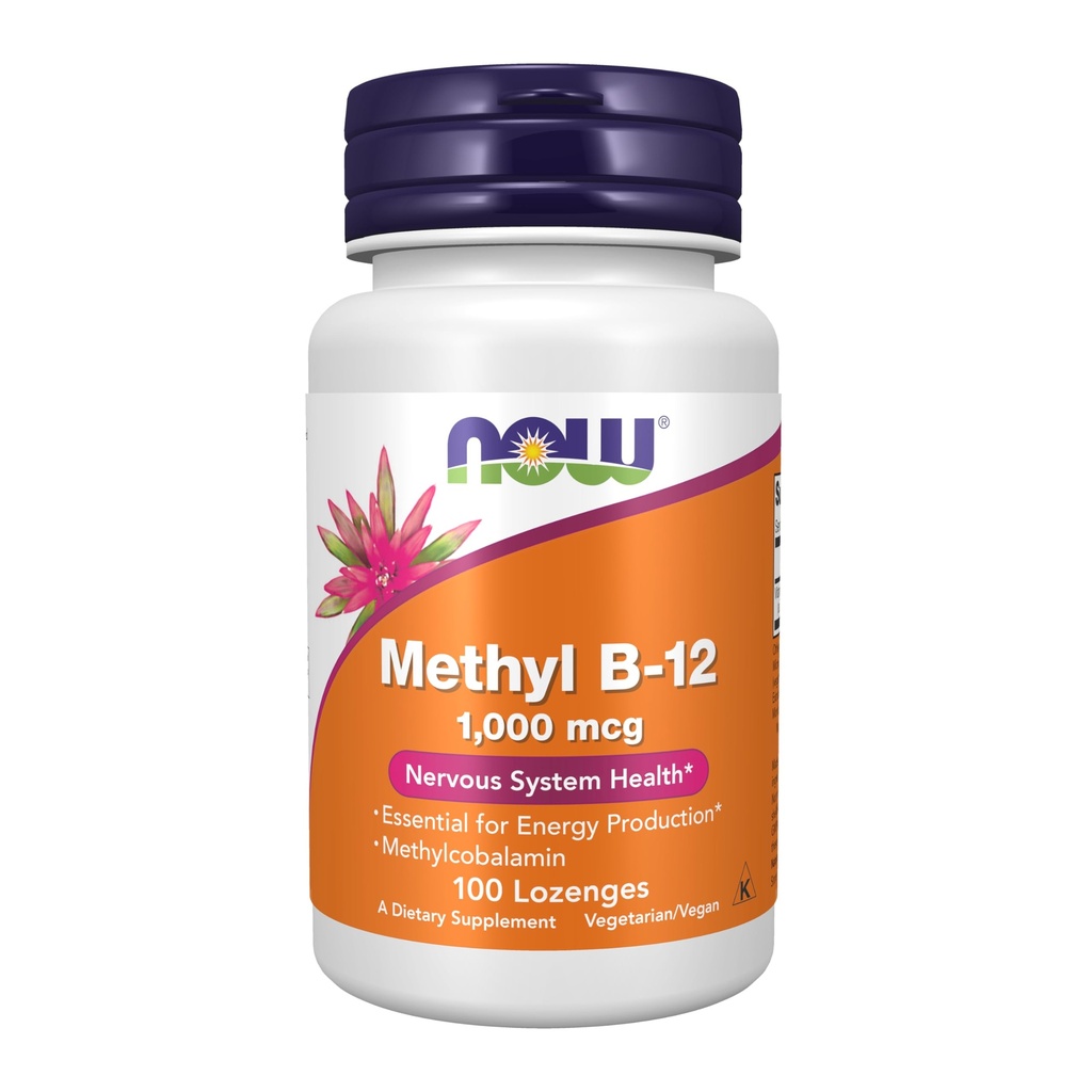 NOW Supplementen, Methyl B-12 (Methylcobalamine) 1000 mcg, Zenuwstelselgezondheid*, 100 Lozen