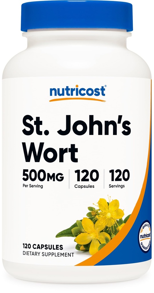 Nutricost St John-S Capsules de millepertuis (500mg) 120 Capsules - Végétarien, sans gluten et sans OGM