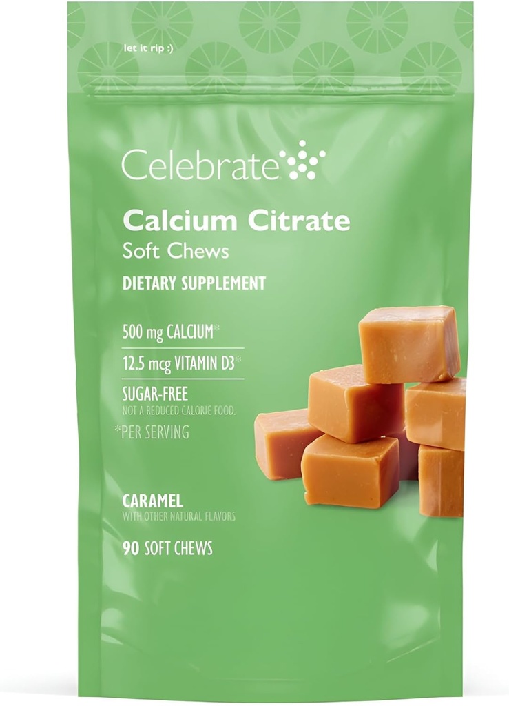 Vier vitamines Bariatrische 500 mg Calciumcitraat Zachte kauwgom met 500 IE Vitamine D3 